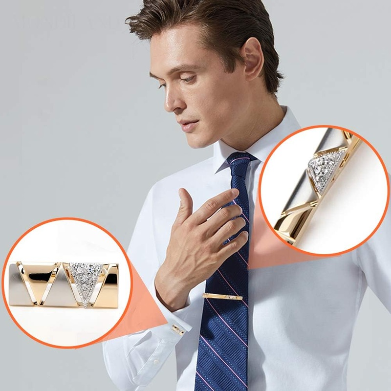 tie clip Matching with cufflinks, watch, and belt buckle